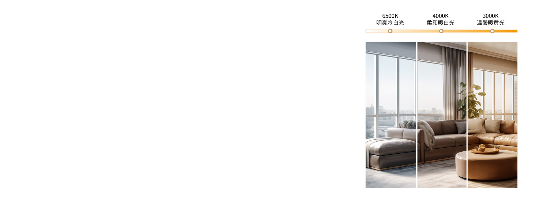 三色调光，营造多种照明氛围
 三色分段，...